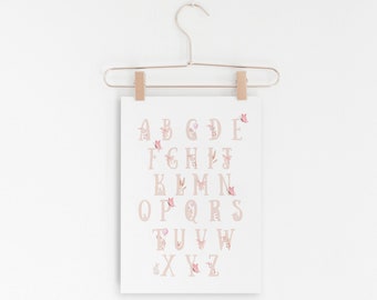 Hasen Print fürs Kinderzimmer, Kinderbild, Baby Deko, Baby Mädchen, Zahlenposter für Neugeborene, Digitaler Kunstdruck zur Geburt