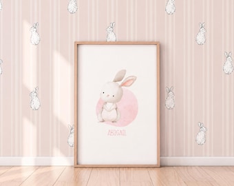 Pastell Kaninchen Poster für Mädchenzimmer, Osterhasen Poster für Babyparty, Ostergeschenk für Mädchen