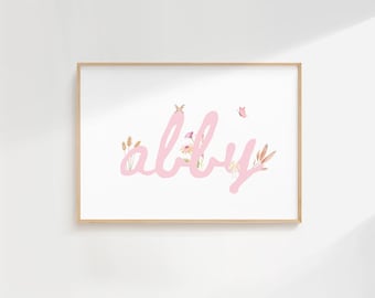 Rosa Häschen Namensschild für Babyzimmer, rosanes Kinderzimmer Dekor, Ostergeschenk für Mädchen, Ostergeschenk für Mädchen, süßes Häschen für Mädchen
