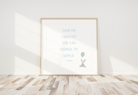 Blue Bunny Nursery Print – Inspirational Quote, Baby Room Decor (Digital Download)