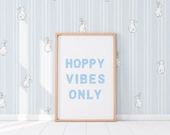 Wydruk z króliczkiem do pokoju dziecięcego dla chłopca, grafika ścienna z króliczkiem na baby shower, prezent urodzinowy dla chłopca, nadruk z króliczkiem dla noworodka