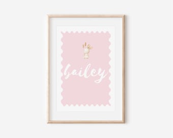 Kaninchen Druck für Kinderzimmer, rosa Baby Mädchen Geschenk, rosa Kunst für Spielzimmer, Kaninchen Kunst für für Kleinkinder