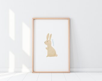 Hase Zeichen für Baby Junge, Baby-Dusche-Hasengeschenk, Hase Druck für Jungenzimmer, Baby-Namensschild