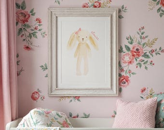 Hase Kinderzimmer Druck für Babyparty, Benutzerdefinierte Kaninchen Kunst für neues Baby, Kaninchen Wandkunst für Baby Mädchen, Hase Geschenk für Neugeborene