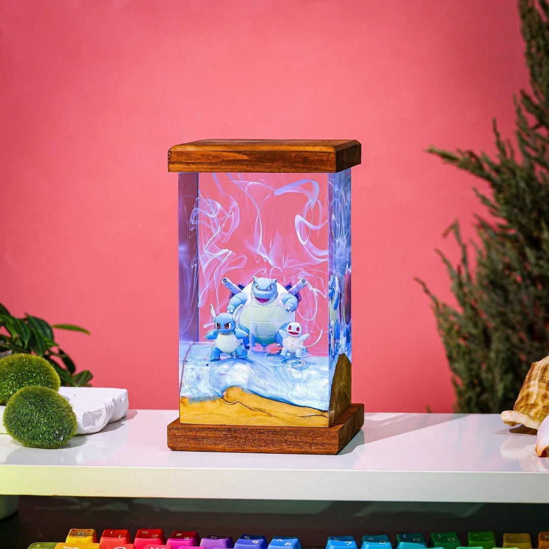 Blastoise Resin Lamp | Pokémon LED Light With Squirtle Squad | Handmade ...