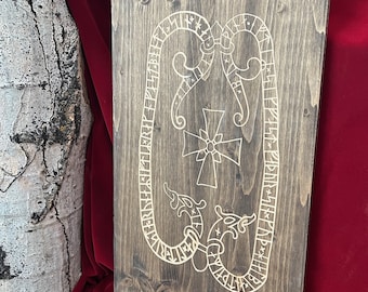 Viking Runestone Sculpture sur bois / Signe Style 1