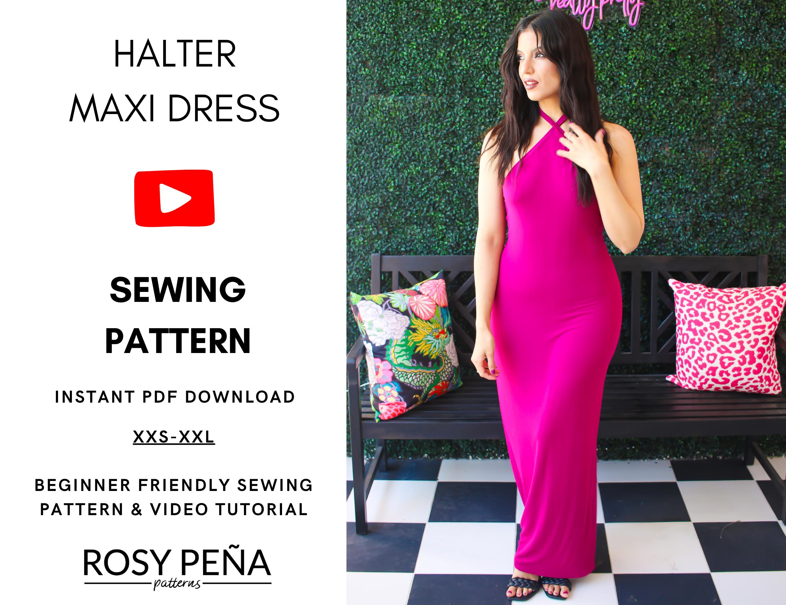 Halter Neck Maxi Dress or Top | Digital Sewing Pattern - By Rosy Peña Patterns