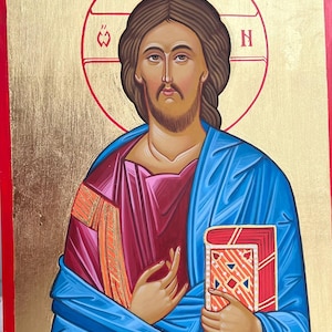 Jesus Christ Pantokrator, Orthodox Icon, Christian Religious Art, Hand Painted Icon, hand written icon