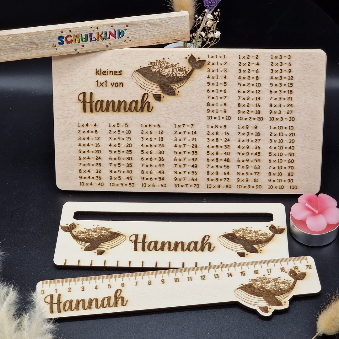 Schoolchild 2025 Set, Reading Aid, Ruler Board Small 1x1 Made of Wood ...