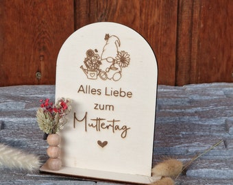 Muttertag Geschenk Geburtstag , Danke , Standbild Holz , Trockenblumen , Alles Liebe Mama , Beste Mama