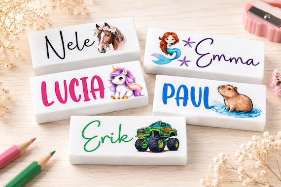 Radiergummi Personalisiert mit Namen/ Junge Mädchen/ Einschulung Geschenk/ Schulkind 2026/ Schultüte Kleinigkeit/ Bedruckt/ Kinder