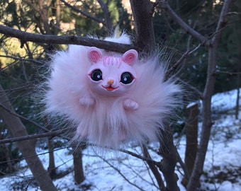Art Doll OOAK creature poseable handmade animal furby plushie gift, gift for girl , starryeyedartworks
