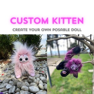 made to order Kitten, poseable custom art toy, personalized plush animals