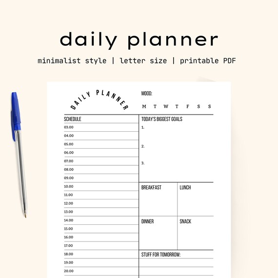 Minimalist Planner Sheet Printable PDF | Etsy