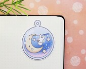 Terrarium Bunny Moon Stars Die Cut Sticker - Planner Bullet Journal Stickers