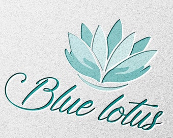 Blue Lotus Logo, Yoga Logo, Spa Logo, Hand Logo, Meditation Logo, Lotus Design, Care Logo, Premade Logo, Healing Logo, Coaching Logo Design
