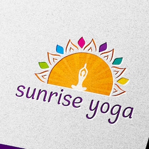 Yoga Logo Design, Sunrise Logo, Lotus Design, Meditation Logo, Leaves Logo, Premade Logo, Handmade Logo Design, Sun Logo