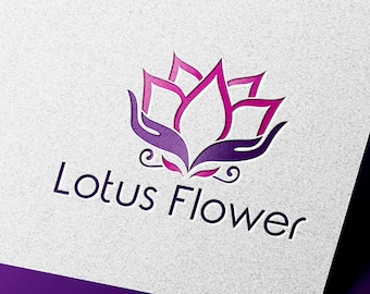 Premade Logo Design, Yoga Logo, Lotus Flower Logo, Wellness Center, Life Coaching, Healing Spa Logo, Lotus Design, Hand Logo, Wellness Logo