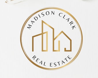 REAL ESTATE LOGO, Golden Logo Design for Brokers. I will personalize this design for you. Branding Kit: Logos, Submarks and Watermarks