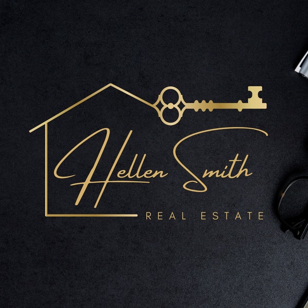 Real Estate Logo Design, Realtor Logo, Realtor Branding, House Logo, Key Logo, Agent Logo, Broker Logo, Gold Real Estate Branding Kit