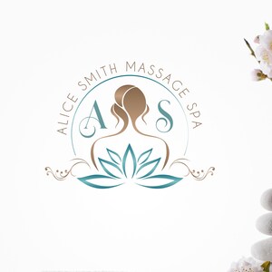 Beauty Logo Design, Beauty Salon Premade Logo, Massage Spa Logo, Woman Lotus Logo, Wellness Centre Logo, Blue Lotus Logo, Women Care Logo.