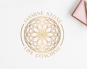 Flower Mandala Premade Logo, Sacred Geometry Logo Design, Spiritual Logo, Wellness Logo, Holistic Life Coach Logo, Yoga Logo, Healing Logo.