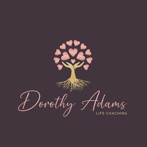 Tree of Hearts Logo, Hands Care Logo, Wellness Premade Logo, Life Coaching Logo, Yoga & Spa Logo, Healing Therapy Logo Design, Roots Logo.