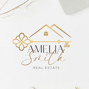 Real Estate Logo Design, Realtor Logo, Realtor Branding, Luxury House Logo, Key Logo, Agent Logo, Broker Logo, Gold Real Estate Branding Kit