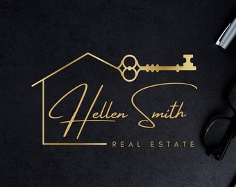 Real Estate Logo Design, Realtor Logo, Realtor Branding, House Logo, Key Logo, Agent Logo, Broker Logo, Gold Real Estate Branding Kit
