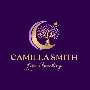 Tree of Life Logo Design, Wellness Premade Logo, Holistic Moon and Butterfly Logo, Yoga, Spa, Life Coach, Psychology, Healing, Naturopathy.