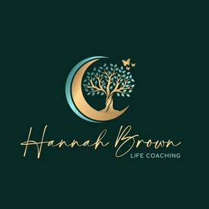 Tree of Life Logo Design, Wellness Premade Logo, Holistic Moon and Butterfly Logo, Yoga, Spa, Life Coach, Psychology, Healing, Naturopathy.