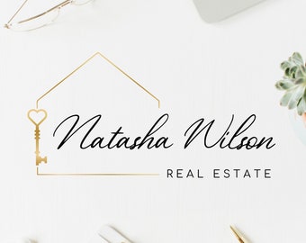 Premade Real Estate Heart Key Logo, Realtor House and Key Logo Design, Broker Logo Design, High-Quality Branding for Real Estate Agents.