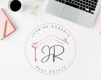Rose Gold REAL ESTATE LOGO - Broker Premade Logo Designs, Submark and Watermark -  Realtor Agents Brand - Feminine High-Quality Branding