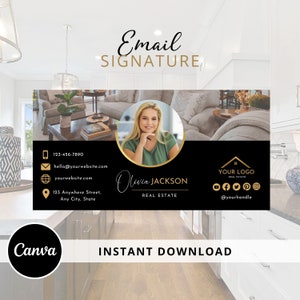 DIY Email Signature Template for Real Estate Agents, Email Footer Design - Fully Editable Canva Template - Instant Download