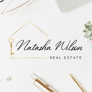 Premade Real Estate Heart Key-logo, makelaarshuis en sleutellogo-ontwerp, makelaarlogo-ontwerp, hoogwaardige branding voor makelaars in onroerend goed. afbeelding 2