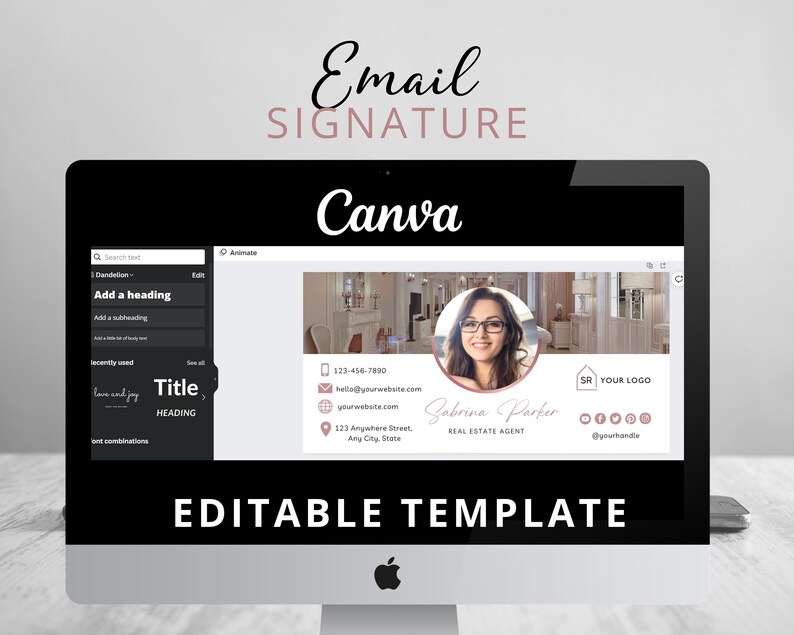 DIY Email Signature, Canva Template, Edit and Download, Email Footer Design, Fully Editable, Real Estate Marketing Material for Agents image 4