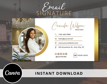 Real Estate Email Signature Template, Editable Canva Design (Instant Download)