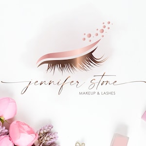 Eyebrow Premade Logo Design, Rose Gold Lash Logo, Eye logo, Brow Logo, Eyeliner logo, Makeup logo, Beauty logo, Beauty Salon, Signature Logo