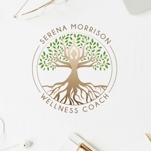 Tree of Life Logo, Yoga Logo. Premade Logo for Wellness Life Coaching, Psychology, Circle of Life Logo, Human Roots, Spa Logo, Cosmetic Logo image 3