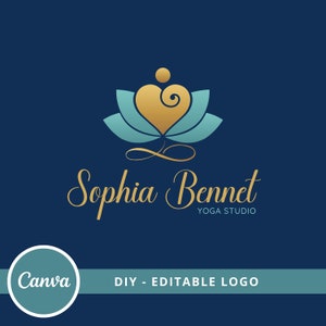 Infinity Lotus Editable Yoga Logo Design, Wellness Logo Canva Template, Life Coach Logo, Care Heart Logo, Healing Logo, Couple Therapy Logo image 2