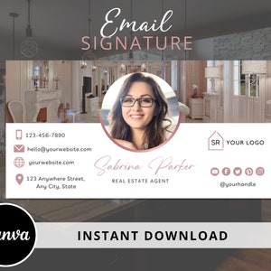 DIY Email Signature, Canva Template, Edit and Download, Email Footer Design, Fully Editable, Real Estate Marketing Material for Agents image 1