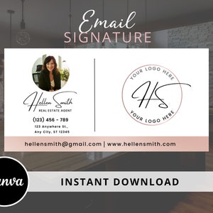 Email Signature Editable Canva Template, Rose Gold Gmail Design Footer, Photographer Template Design - Instant Download - Picture Signature
