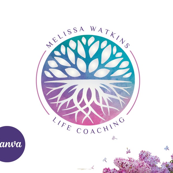 Watercolor Tree Roots, Tree of life mandala logo, Wellness Logo, Life Coaching Logo, Yoga & Spa Logo, Premade Logo, Handmade Art Design