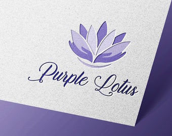 Purple Lotus Logo, Yoga Logo, Spa Logo, Hand Logo, Meditation Logo, Lotus Design, Care Logo, Premade Logo, Flower Logo, Wellness Logo Design