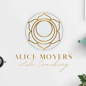 PREMADE LOGO, Moon Lotus Flower Logo Design, Mandala Logo, Wellness Logo, Coaching Logo, Yoga Logo, Spa Logo, Geometric Logo Design