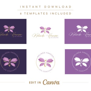 DIY Butterfly Infinity Logo Template. Wellness Spiritual Logo Design Template, Yoga, Coaching, Spa, Psychology. Canva Logo, Instant Access. zdjęcie 7