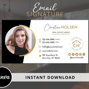 DIY Email Signature Template for Real Estate Agents, Email Footer, Instant Access - Fully Editable Canva Template - Instant Download