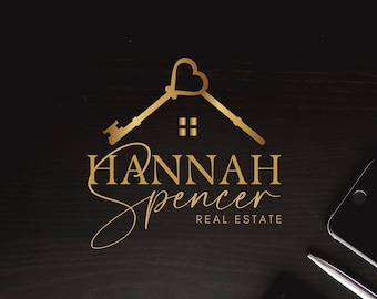 PREMADE BROKER LOGO, Real Estate Key Logo Design, House Logo, Submark, Watermarks All Included, High-Quality Branding for Real Estate Agents