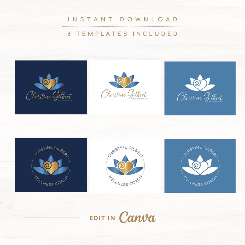 Design del logo modificabile Heart Lotus, modello Canva con logo benessere, logo life coaching, logo cura, logo curativo, logo terapia di coppia, logo yoga immagine 4