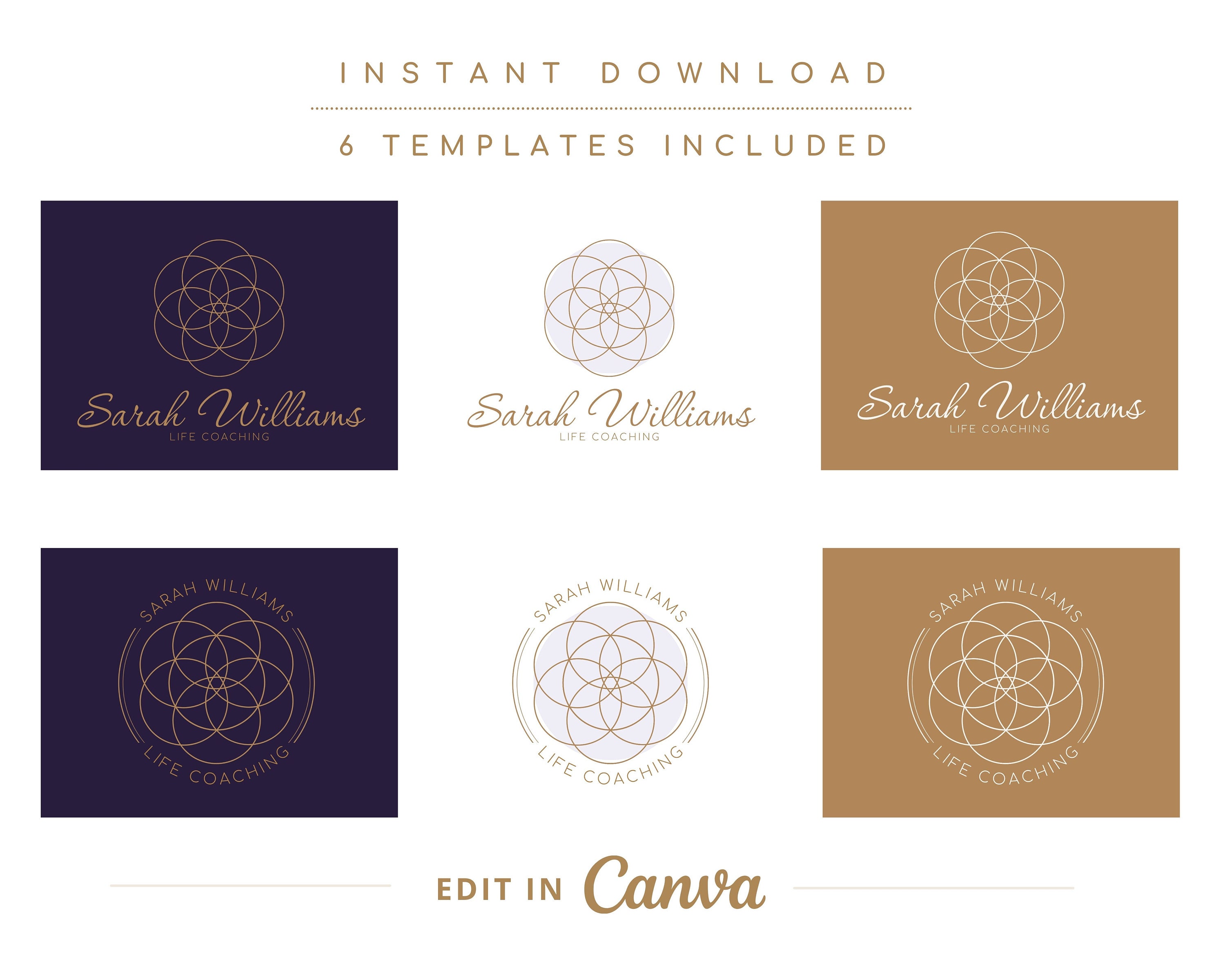 Editable Flower of Life Logo Design DIY Canva Logo Template Etsy